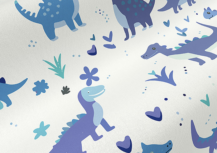 Dino Land, Blue Denim - Made to Measure Curtains - Image 4